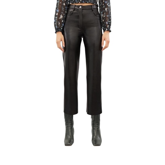 Wilfred Black Vegan Leather Melina Cropped Pant Size 0 - Picture 2 of 13